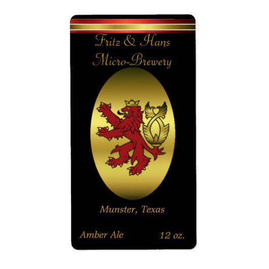 Red Old World Lion Home Made Bierlabels Etiket (Voorkant)