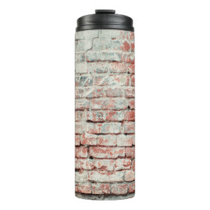 Red old worn brick wall texture background. Vintag Thermosbeker