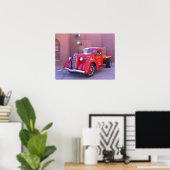 Red Oldtimer Truck Poster (Thuiskantoor)