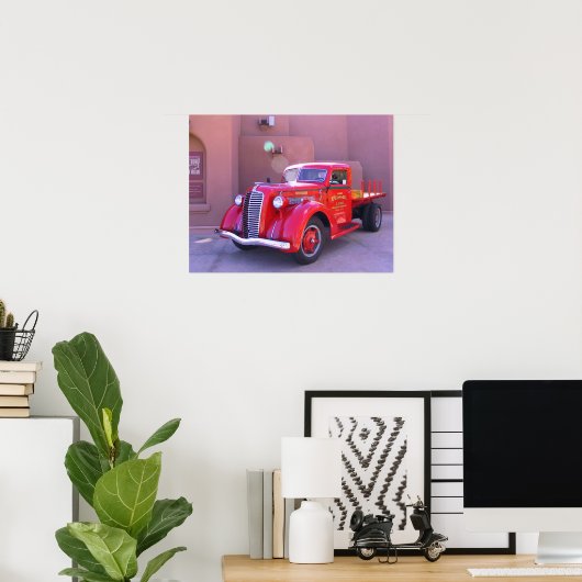 Red Oldtimer Truck Poster (Thuiskantoor)