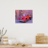 Red Oldtimer Truck Poster (Keuken)