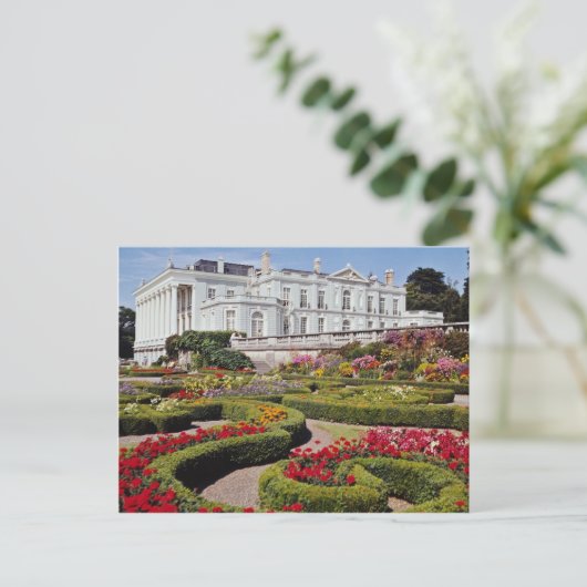 Red Oldway mansion, Paignton, Devon, England flowe Briefkaart (Staand voorkant)