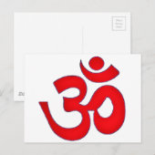 Red OM, AUM, SANSKRIT, MANTRA, TANTRA, YOGA Briefkaart (Voorkant / Achterkant)