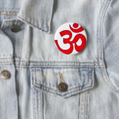 Red OM, AUM, SANSKRIT, MANTRA, TANTRA, YOGA Ronde Button 5,7 Cm (In situ)