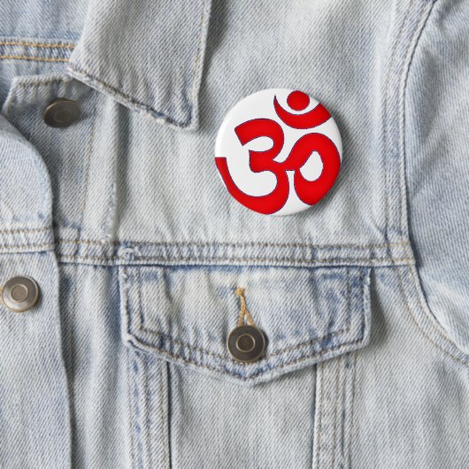 Red OM, AUM, SANSKRIT, MANTRA, TANTRA, YOGA Ronde Button 5,7 Cm (In situ)