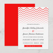Red Ombre Chevron Wedding Invitations Kaart (Voorkant / Achterkant)