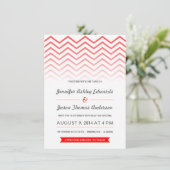 Red Ombre Chevron Wedding Invitations Kaart (Staand voorkant)