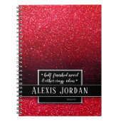 Red Ombre Glitter Sparkles Black White Monogram Notitieboek (Voorkant)