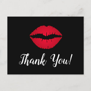 Red Ombre Lipstick Kiss Bedankt Black Briefkaart