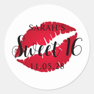 Red Ombre Lipstick Sweet 16 Ronde Sticker