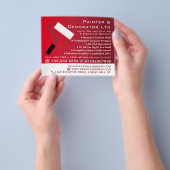 Red Ombre & Paint Roller, schilder & decorator Flyer (Hand)