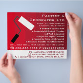 Red Ombre & Paint Roller, schilder & decorator Flyer (Hand)