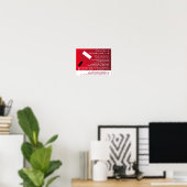Red Ombre & Paint Roller, schilder & decorator Poster (Thuiskantoor)