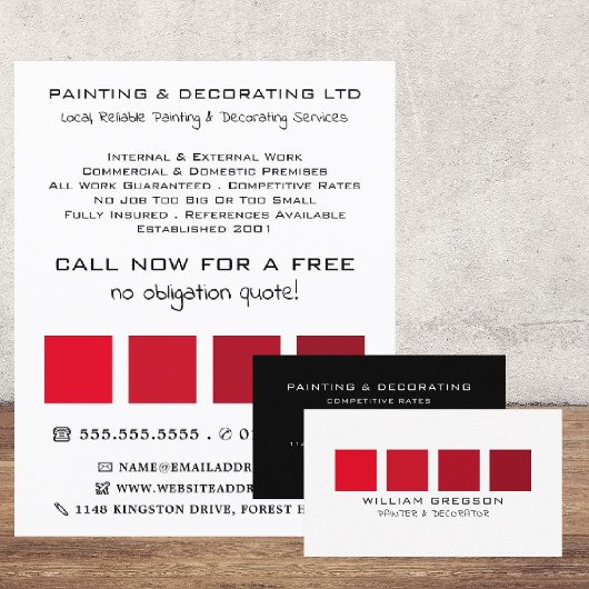 Red Ombre Squares, Painter & Decorator Flyer
