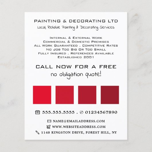 Red Ombre Squares, Painter & Decorator Flyer (Voorkant)