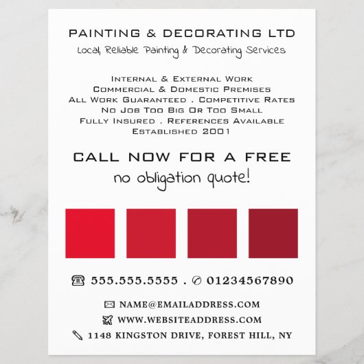 Red Ombre Squares, Painter & Decorator Flyer (Voorkant)