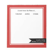 Red omwoeld "Van de Mam van", gepersonaliseerd Notitieblok (Voorkant)