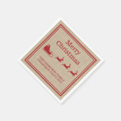 Red on Beige Santa's Slaapse kerstsilhouette Servet (Hoek)