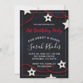 Red on Black 21st Birthday Party Invitation Kaart (Voorkant)