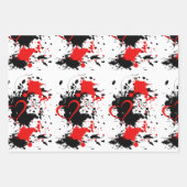 Red on black Geschenkpapier Inpakpapier Vel (Voorkant 3)