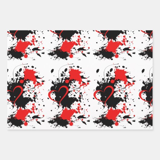 Red on black Geschenkpapier Inpakpapier Vel (Voorkant 3)