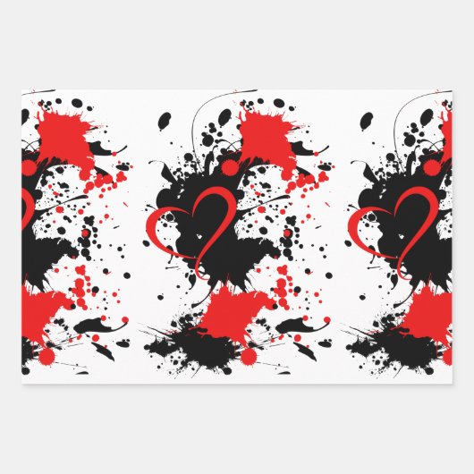 Red on black Geschenkpapier Inpakpapier Vel (Voorkant 2)