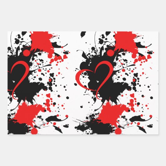 Red on black Geschenkpapier Inpakpapier Vel (Voorkant)