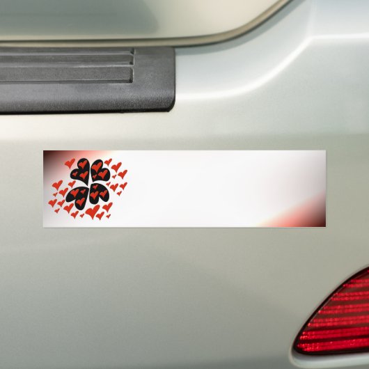 Red on Black Hearts Bumpersticker (Op auto)