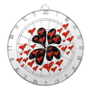 Red on Black Hearts Dartbord