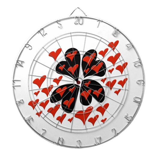 Red on Black Hearts Dartbord (Voorkant)