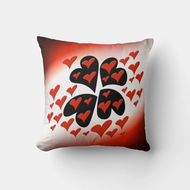 Red on Black Hearts Kussen (Voorkant)