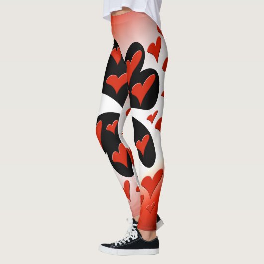 Red on Black Hearts Leggings (Links)