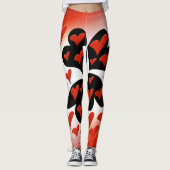 Red on Black Hearts Leggings (Voorkant)