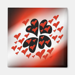 Red on Black Hearts Magneet