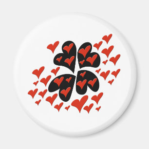 Red on Black Hearts Magneet