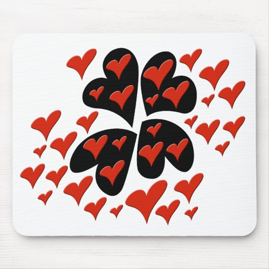 Red on Black Hearts Muismat (Voorkant)