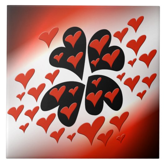 Red on Black Hearts Tegeltje (Voorkant)