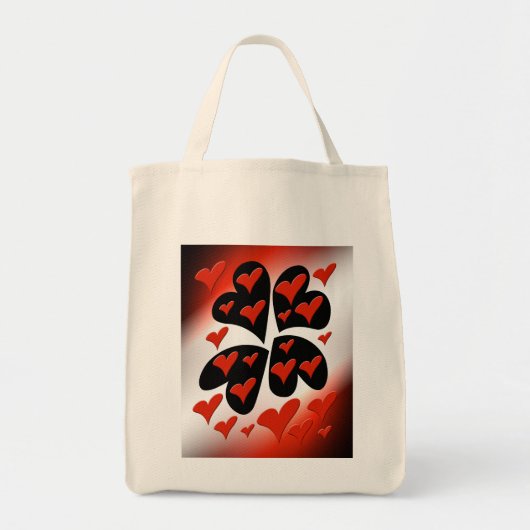 Red on Black Hearts Tote Bag (Voorkant)