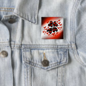 Red on Black Hearts Vierkante Button 5,1 Cm (In situ)