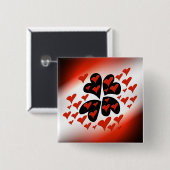 Red on Black Hearts Vierkante Button 5,1 Cm (Voorkant /achterkant)