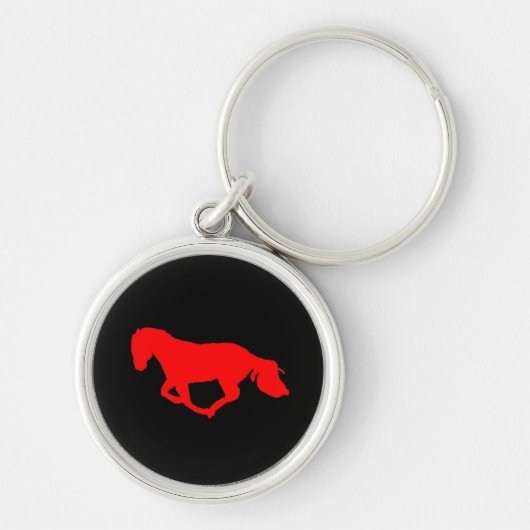 Red on Black Horse Silhouette Sleutelhanger (Voorkant)