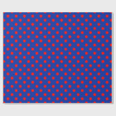 Red On Blue Polka Dots Pattern Design  Cadeaupapier (Vlak)