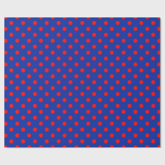 Red On Blue Polka Dots Pattern Design Cadeaupapier (Vlak)