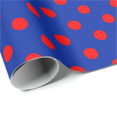 Red On Blue Polka Dots Pattern Design  Cadeaupapier (Rol Hoek)