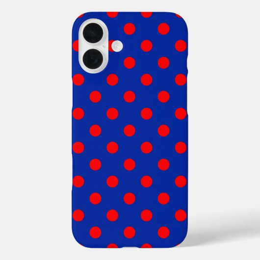Red On Blue Polka Dots Pattern Design Case-Mate iPhone Case (Achterkant)