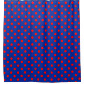 Red On Blue Polka Dots Pattern Design Douchegordijn (Voorkant)