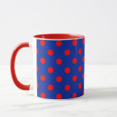 Red On Blue Polka Dots Pattern Design  Mok (Links)