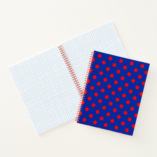 Red On Blue Polka Dots Pattern Design Notitieboek (Binnen)