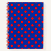 Red On Blue Polka Dots Pattern Design Notitieboek (Voorkant)