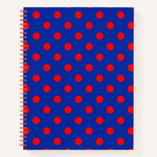 Red On Blue Polka Dots Pattern Design  Notitieboek (Voorkant)